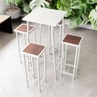 Conjunto Mesa Alta Bar Bistrô Branca 4 Bancos Imbuia Botequim Industrial White