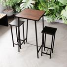 Conjunto Mesa Alta Bar Bistrô Imbuia 2 Bancos Preto Botequim Industrial Black
