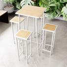 Conjunto Mesa Alta Bar Bistrô Pinus 4 Bancos Botequim Industrial White