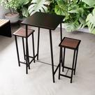 Conjunto Mesa Alta Bar Bistrô Preta 2 Bancos Imbuia Botequim Industrial Black