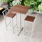 Conjunto Mesa Alta Bar Bistrô Quadrada 2 Banquetas Confort Imbuia Industrial White