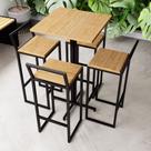 Conjunto Mesa Alta Bar Bistrô Quadrada 4 Banquetas Confort Pinus Industrial Black