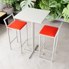 Conjunto Mesa Alta Bar Bistrô Quadrada Branca 2 Banquetas Confort Estofado Industrial White Conjunto Mesa Alta Bar Bistrô Quadrada Branca 2 Banquetas Confort Estofado Industrial White