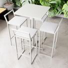 Conjunto Mesa Alta Bar Bistrô Quadrada Branca 4 Banquetas Confort Estofado Industrial White Conjunto Mesa Alta Bar Bistrô Quadrada Branca 4 Banquetas Confort Estofado Industrial White