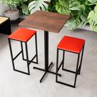 Conjunto Mesa Alta Bar Bistrô Quadrada Imbuia 2 Bancos Estofado Industrial Black