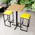 Conjunto Mesa Alta Bar Bistrô Quadrada Pinus 2 Bancos Estofado Industrial Black