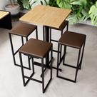 Conjunto Mesa Alta Bar Bistrô Quadrada Pinus 4 Bancos Estofado Industrial Black Conjunto Mesa Alta Bar Bistrô Quadrada Pinus 4 Bancos Estofado Industrial Black