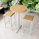 Conjunto Mesa Alta Bar Bistrô Redonda 2 Bancos Pinus Industrial White