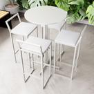 Conjunto Mesa Alta Bar Bistrô Redonda Branca 4 Banquetas Confort Estofado Industrial White