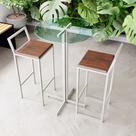 Conjunto Mesa Alta Bar Bistrô Redonda Vidro 2 Banquetas Confort Imbuia Industrial White Conjunto Mesa Alta Bar Bistrô Redonda Vidro 2 Banquetas Confort Imbuia Industrial White