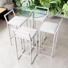 Conjunto Mesa Alta Bar Bistrô Redonda Vidro 4 Banquetas Confort Estofado Industrial White