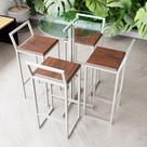 Conjunto Mesa Alta Bar Bistrô Redonda Vidro 4 Banquetas Confort Imbuia Industrial White Conjunto Mesa Alta Bar Bistrô Redonda Vidro 4 Banquetas Confort Imbuia Industrial White
