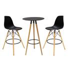 Conjunto Mesa Alta Redonda Bistro + 2 Banquetas Altas Charles Eames Eiffel Preta
