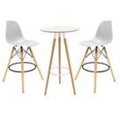 Conjunto Mesa Alta Redonda Bistro Com 2 Banquetas Altas Charles Eames Eiffel Branca