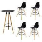 Conjunto Mesa Alta Redonda Bistro Com 4 Banquetas Altas Charles Eames Eiffel Branca