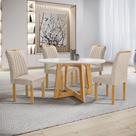 Conjunto Mesa Arizona 120cm com 4 Cadeiras Arizona Tampo Redondo Plus com Vidro