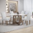 Conjunto Mesa Arizona 120cm com 4 Cadeiras Canela Tampo Redondo Plus com Vidro