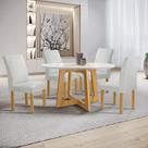 Conjunto Mesa Arizona 120cm com 4 Cadeiras Canela Tampo Redondo Plus com Vidro Conjunto Mesa Arizona 120cm com 4 Cadeiras Canela Tampo Redondo Plus com Vidro