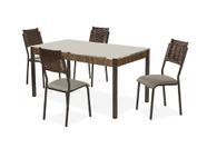 Conjunto mesa atuale 1,20x0,80 vd serig-4 cad.dalia junco- vidro off white Conjunto mesa atuale 1,20x0,80 vd serig-4 cad.dalia junco- vidro off white