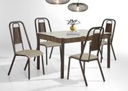 Conjunto mesa atuale dc 1,20x0,80 vd serig-4 cad.star junco dc -bc-80 - trava nogal - tubo marrom - vd off white - junco marrom