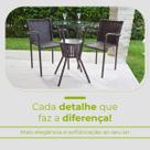 Conjunto Mesa Bar Com 2 Cadeiras Marrom Leve Resistente Área Externa Piscina Casa Apartamento