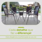 Conjunto Mesa Bar Com 4 Cadeiras Leves Aluminio/Marrom Varanda Luxo Centro Jogo Resistente Área Externa Piscina