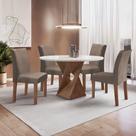 Conjunto Mesa Barcelona 100cm com 4 Cadeiras Espanha Tampo Slim Plus Redondo Vidro Yescasa