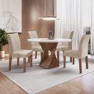 Conjunto Mesa Barcelona 100cm com 4 Cadeiras Espanha Tampo Slim Plus Redondo Vidro YesCasa