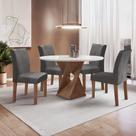 Conjunto Mesa Barcelona 100cm com 4 Cadeiras Espanha Tampo Slim Plus Redondo Vidro Yescasa