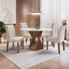 Conjunto Mesa Barcelona 100cm com 4 Cadeiras Espanha Tampo Slim Plus Redondo Vidro Yescasa