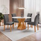 Conjunto Mesa Barcelona 100cm com 4 Cadeiras Espanha Tampo Slim Plus Redondo Vidro Yescasa