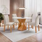 Conjunto Mesa Barcelona 100cm com 4 Cadeiras Espanha Tampo Slim Plus Redondo Vidro Yescasa