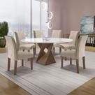 Conjunto Mesa Barcelona 120cm com 6 Cadeiras Espanha Tampo Plus Redondo Vidro Yescasa