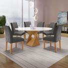 Conjunto Mesa Barcelona 120cm com 6 Cadeiras Espanha Tampo Plus Redondo Vidro Yescasa