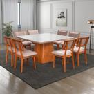 Conjunto Mesa Bérgamo com 8 Cadeiras em Madeira Maciça Estofada Bréscia Espresso Móveis