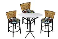 Conjunto Mesa Bistro 3 Banquetas De Junco Baixa