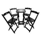 Conjunto Mesa Bistrô com 4 Banquetas Dobráveis de Madeira Personalizada Hei - Preta Conjunto Mesa Bistrô com 4 Banquetas Dobráveis de Madeira Personalizada Hei - Preta