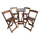 Conjunto Mesa Bistrô com 4 Banquetas Dobráveis de Madeira Personalizada Jack - Imbuia Conjunto Mesa Bistrô com 4 Banquetas Dobráveis de Madeira Personalizada Jack - Imbuia
