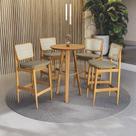 Conjunto Mesa Bistrô com 4 Banquetas Madeira Maciça Linha Sala de Jantar Premium Bege