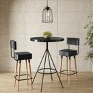 Conjunto Mesa Bistrô e 2 Banquetas Barcelona Salaone Preto/Marrom