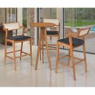 Conjunto Mesa Bistrô e 3 Banquetas Madeira Maciça, Estofada e Rattan de Fibra 100% Natural Nápoles Espresso Móveis Conjunto Mesa Bistrô e 3 Banquetas Madeira Maciça, Estofada e Rattan de Fibra 100% Natural Nápoles Espresso Móveis
