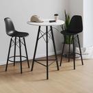 Conjunto Mesa Bistrô Redonda Estrutura em Ferro Preto com Tampo Branco com 2 Banquetas Eames Preta