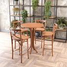 Conjunto Mesa Bistrô Valencia + 4 Banquetas Alta Bistrô Xisto Amêndoa Madeira