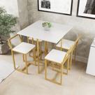 Conjunto Mesa Branca 4 Cadeiras Pequena Estofado Industrial Dourado