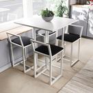 Conjunto Mesa Branca 4 Cadeiras Pequena Estofado Industrial White