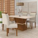Conjunto Mesa Bréscia 4 Cadeiras Estofadas Freijó/off/sd Bege - M.a