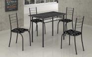 Conjunto Mesa C/4 Cadeiras Cozinha Rio Craqueada Preta Teixeira