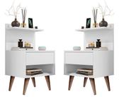 Conjunto Mesa Cabeceira Modelo Sleepe com gaveta/prateleira Decoração Varias Cores