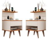 Conjunto Mesa Cabeceira Modelo Sleepe com gaveta/prateleira Decoração Varias Cores