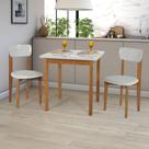 Conjunto Mesa Cadeiras 80cm MDF Pinus Estofado Luxo